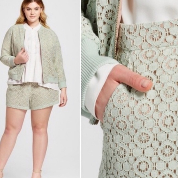 Victoria Beckham for Target Pants - Victoria Beckham mint green lace shorts